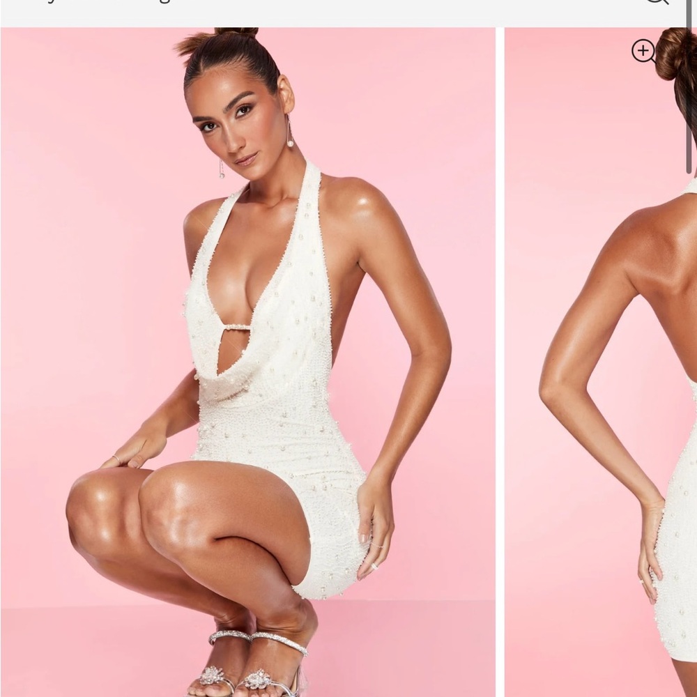 Oh Polly White Backless Halter Dress